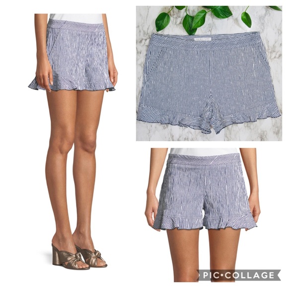 Trina Turk Pants - Trina Turk Rocklin Ruffle Hem Seersucker Shorts